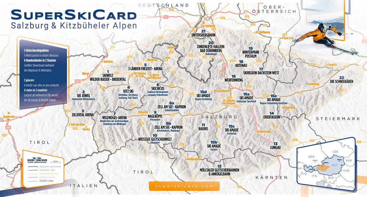 Skigebiete, die Teil der Super Ski Card sind.