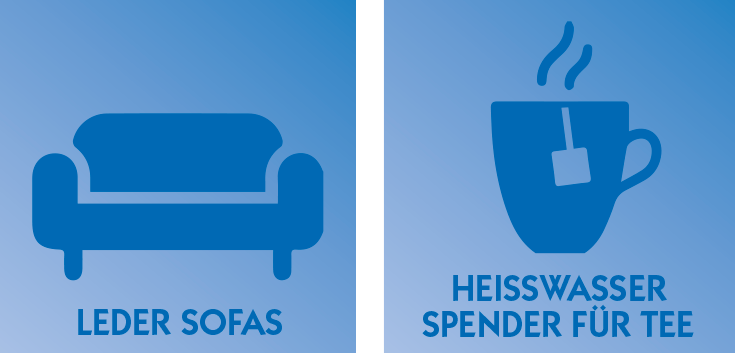 Ledersofas und Heisswasserspender für Tee